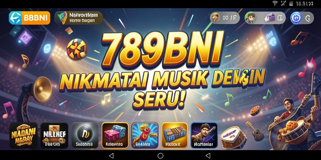 Tampilan gameplay yang menarik dari 789BNI dengan berbagai pilihan musik.