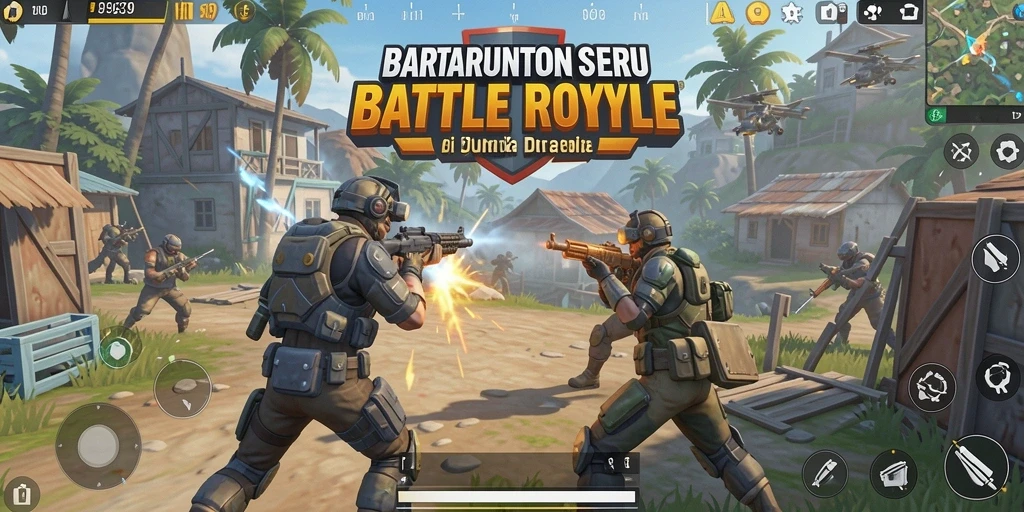 Tampilan gameplay seru dalam pertempuran Battle Royale.