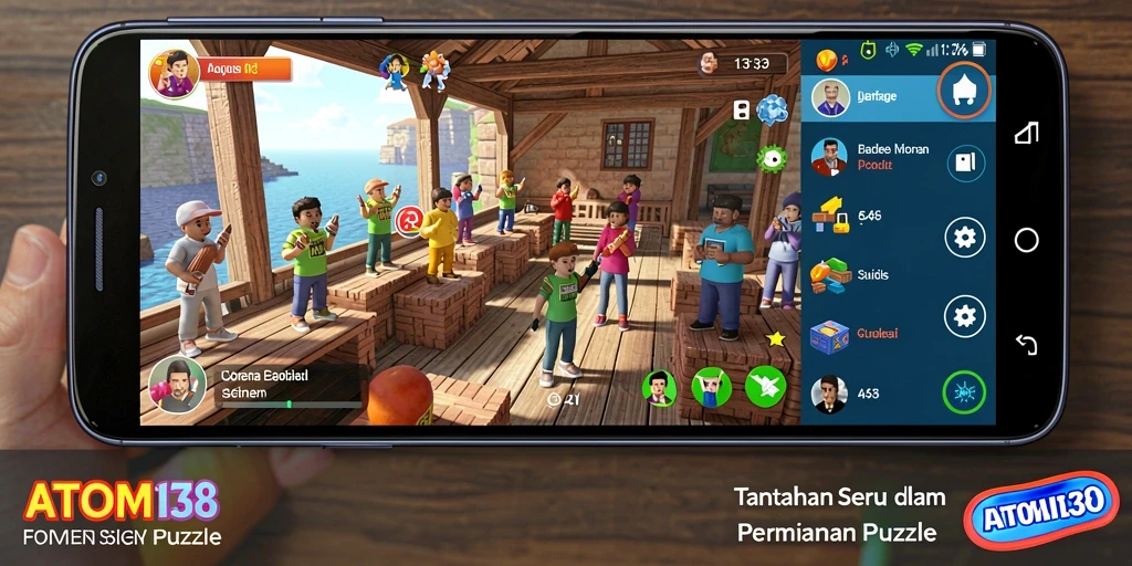 Tampilan menarik dari gameplay puzzle ATOM138 yang menantang.