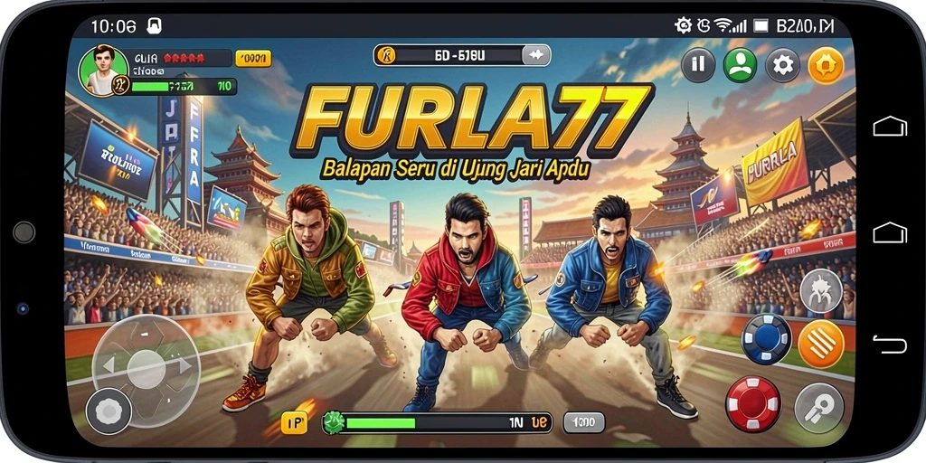 Screenshot gameplay FURLA77 menampilkan balapan mendebarkan dan grafis yang menawan.