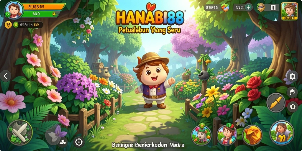 Tampilan gameplay yang menarik dalam mengelola kebun di HANABI88.