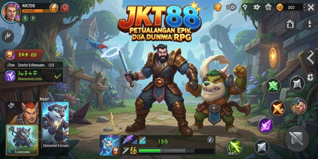 Tampilan gameplay <strong>JKT88</strong> yang menampilkan pertempuran seru dan pemandangan indah.