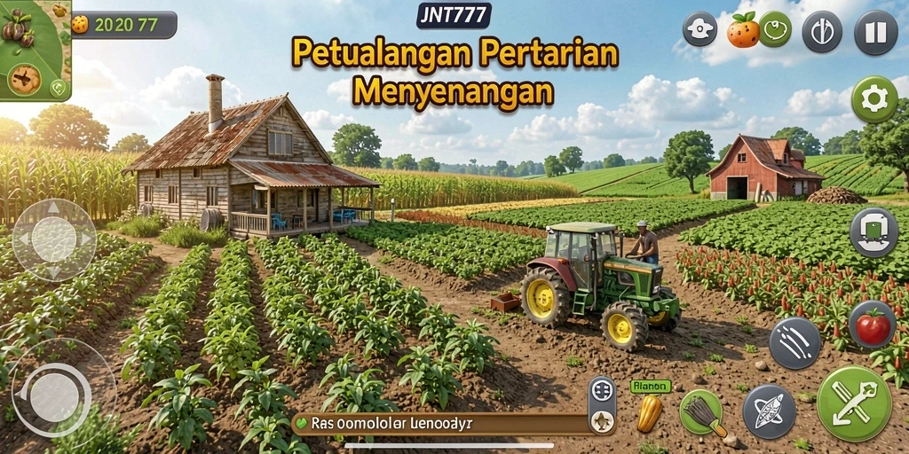 Screenshot gameplay JNT777 menampilkan suasana petualangan pertanian yang seru.