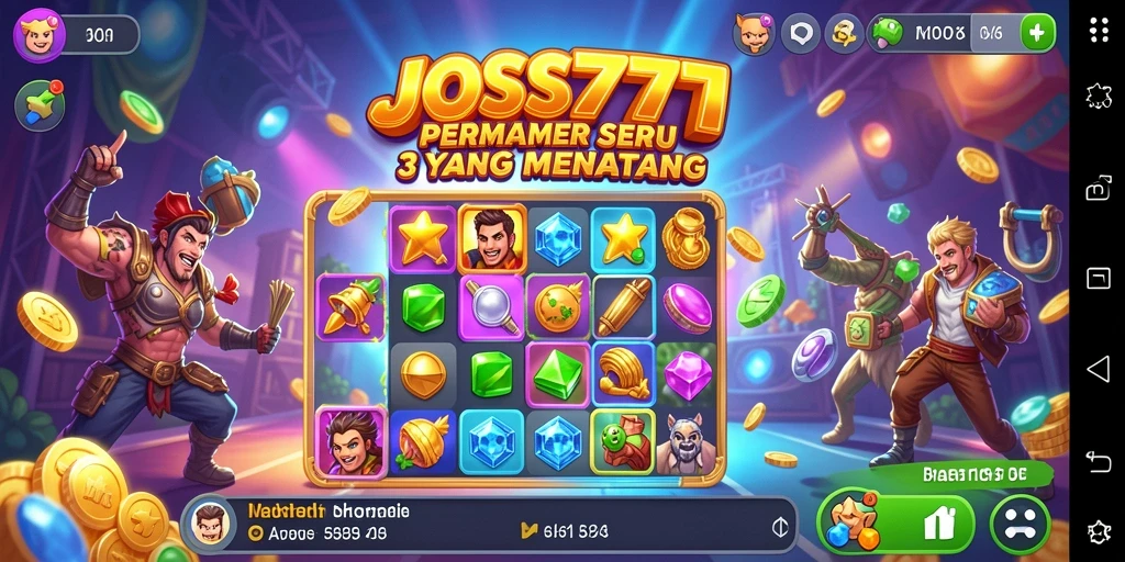 Screenshot gameplay JOSS777 menunjukkan aksi seru mencocokkan objek.