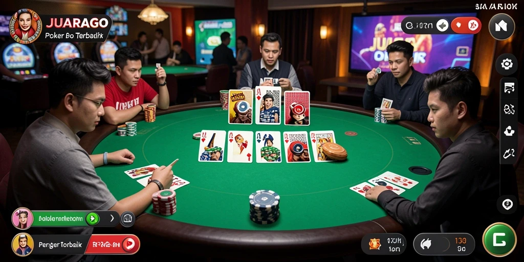 Tampilan permainan Poker yang seru dan interaktif.