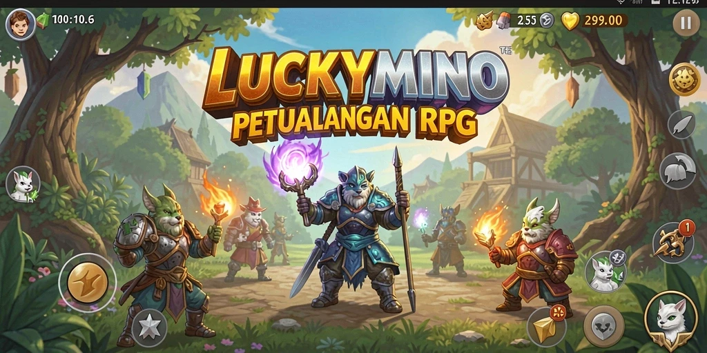 Screenshot gameplay RPG LUCKYMINO yang menampilkan aksi seru.