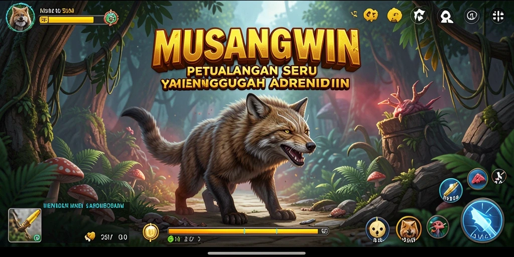 Tangkapan layar gameplay MUSANGWIN menampilkan dunia petualangan yang memukau.