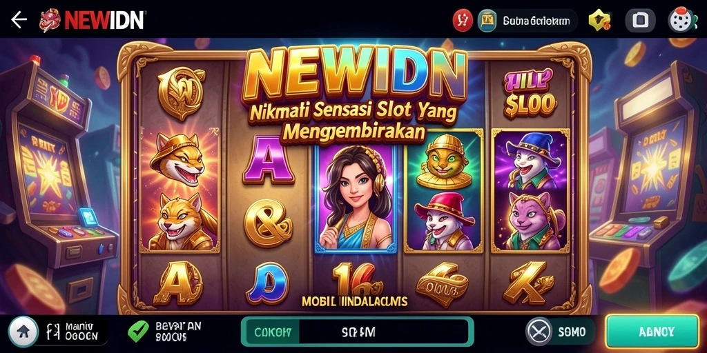 Screenshot gameplay NEWIDN menampilkan gulungan slot yang menarik.