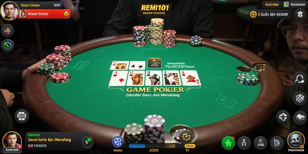 Tampilan menarik gameplay Poker yang mendebarkan.