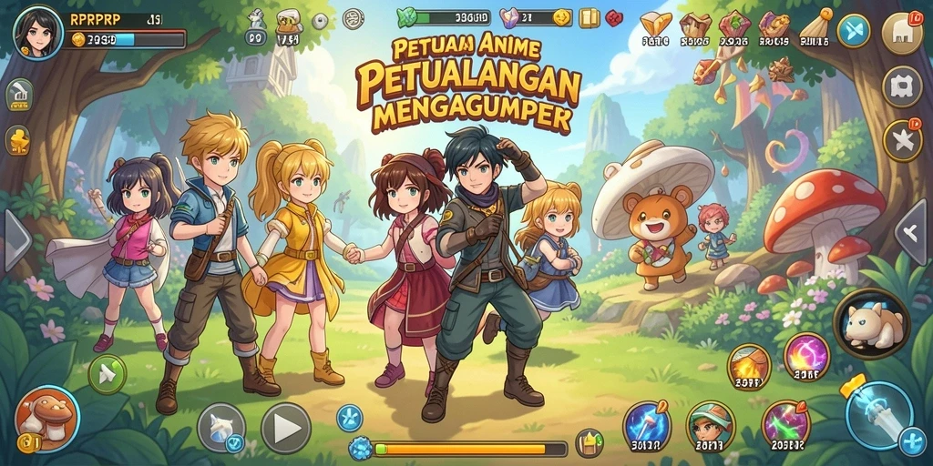 Tampilan gameplay RPRPRP yang penuh warna dan menarik.