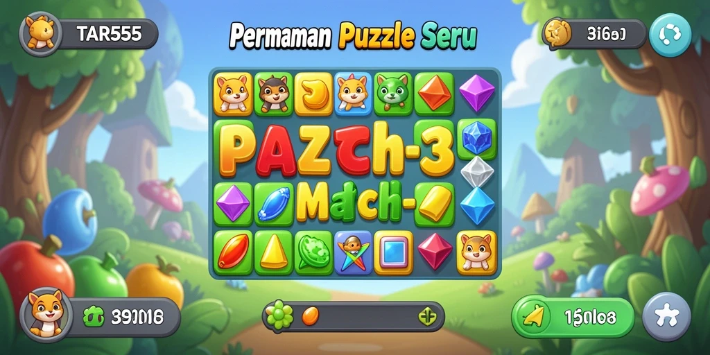Screenshot gameplay TAR555 menampilkan aksi mencocokkan objek warna-warni.